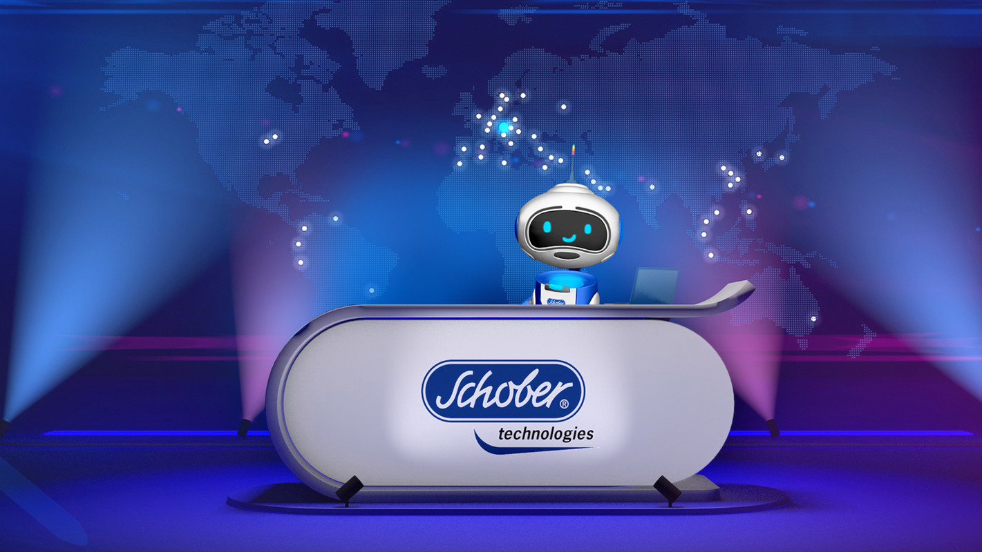 Schobi hinter der Theke der Technovationworld von Schobertechnologies
