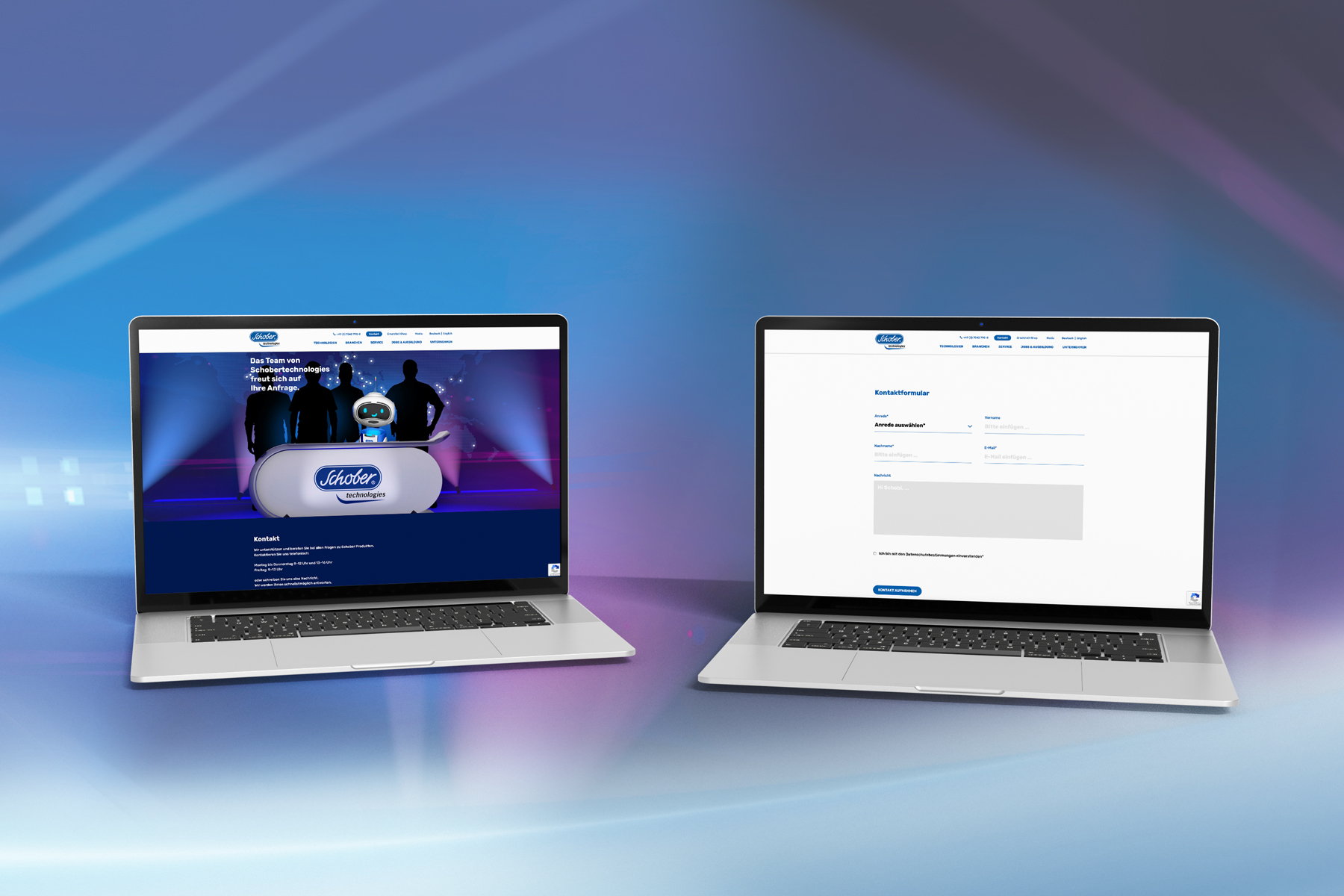 Kontaktseite der Schobertechnologies Website